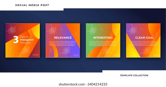 Tips social media tutorial, tips, post banner layout template background design element