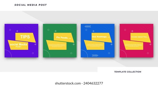 Tips social media tutorial, tips, post banner layout template background design element
