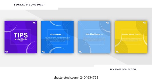 Tips social media tutorial, tips, post banner layout template background design element
