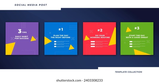 Tips for success business online social media marketing tutorial, tips, post banner layout template background design element promotion banner template