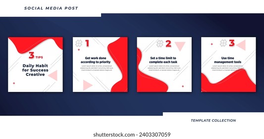 Tips for success creative business online social media marketing tutorial, tips, post banner layout template background design element promotion banner template