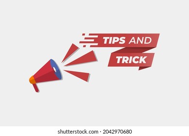 Tips and trick banner with speaker. Vector illustration on white background