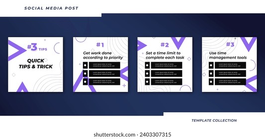 Tips for trick business online social media marketing tutorial, tips, post banner layout template background design element promotion banner template