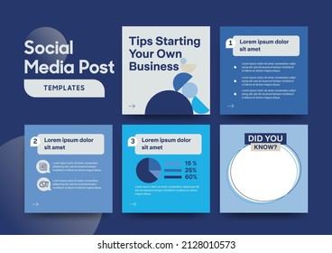 Tips and Trick Social media post template with design element and trendy tutorial, tip, trick, quick tips, layout template with geometric background design in blue, white color. Vector illustration. 