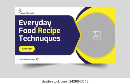 Tips and tricks for cooking recipes Designing a video cover banner and coming up with daily meal ideas Vector EPS 10 file format with configurable video thumbnail design
