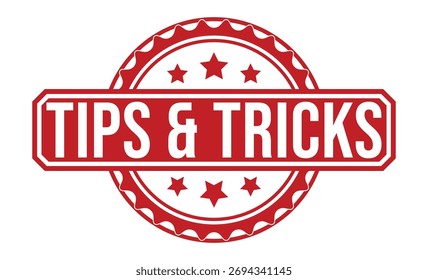TIPPS UND TRICKS Roter Gummistempel auf weißem Hintergrund. TIPPS UND TRICKS Stempelzeichen. TIPPS UND TRICKS Stempel.