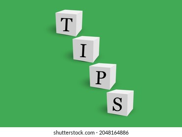 Tips writing on cubes. Tips and tricks concept vector banner.