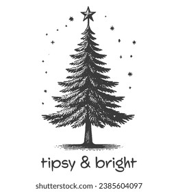 Tipsy and Bright, Retro, Clipart, Funny Shirts, Vintage Design for craft, printable, sublimation, Greeting card, Cutting Machines, Winter season and christmas.
