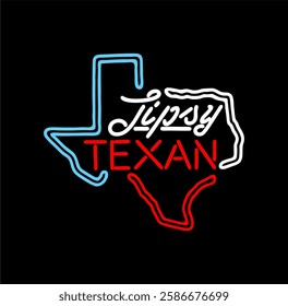 Tipsy Texan Map Neon Flag