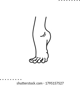 tiptoe, barefoot vector icon in outline