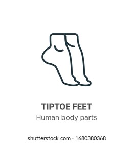 Tiptoe feet outline vector icon. Thin line black tiptoe feet icon, flat vector simple element illustration from editable human body parts concept isolated stroke on white background