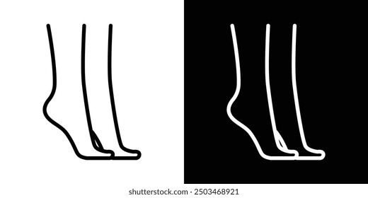 Tiptoe Füße dünne Linie Vektorsymbol gesetzt.