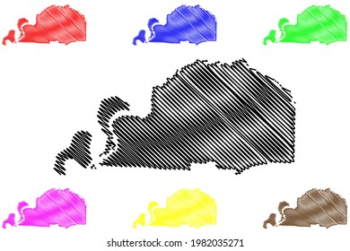 Tipton County, State of Tennessee (U.S. county, United States of America) map vector illustration, scribble sketch Tipton map