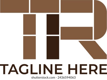TIR letter monogram block brown logo design