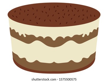 Tiramisu Cake. Delicious Cake. Cartoon Tiramisu Cake. Vector Illustration of Cake