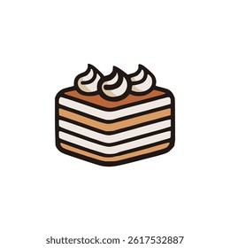 tiramisu cake sweet snack logo vector illustration template design