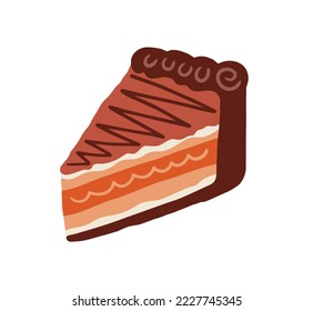 Tiramisu chocolate cake cartoon hand drawn design vector. Thanksgiving holiday symbol.