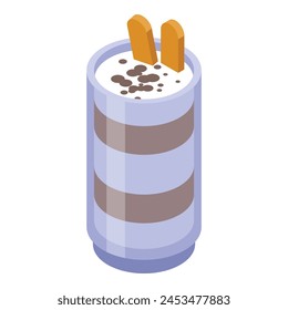 Tiramisu cocktail icon isometric vector. Cake dessert. Cream pastry