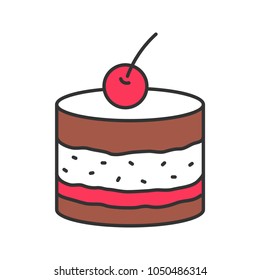 Tiramisu color icon. Cake with cherry. Isolated vector illustration