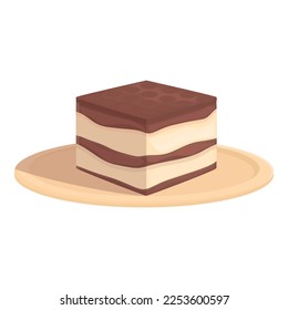 Tiramisu cookie icon cartoon vector. Cake food. Square pastry