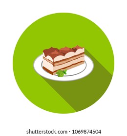 Tiramisu Dessert Flat Icon In Vector Format