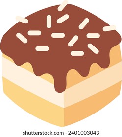 tiramisu dessert with sprinkled vanilla, sweet food theme, flat icon style