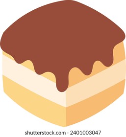 tiramisu dessert with vanilla cream, sweet food theme, flat icon style