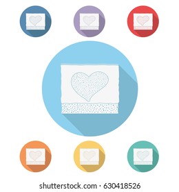 Tiramisu with heart flat vector icon set