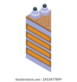 Ikonenisometrische Vektorgrafik des Tiramisu-Symbols. Kuchenfutter. Essenstück