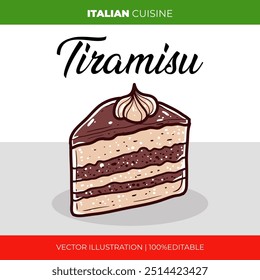 Tiramisu italian cuisine vector illustration