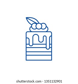 Tiramisu line icon concept. Tiramisu flat  vector symbol, sign, outline illustration.