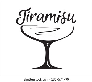 
Tiramisu text, dessert cup decor, vector illustration