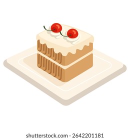 Tiramisu with topping cherry fruit fresh