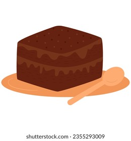 Tiramisu vector illustration. Cute flat vector illustration with dessert theme. Food.