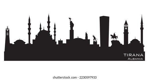 Tirana Albania city skyline Detailed vector silhouette