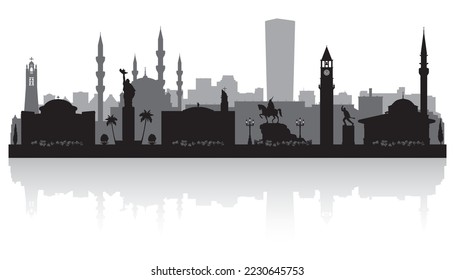 Tirana Albania city skyline vector silhouette illustration