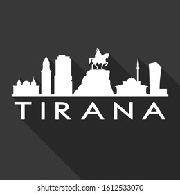 Tirana Albania Flat Icon Skyline. Silhouette Design City Vector Art. Famous Buildings Vector.