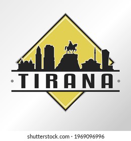 Tirana, Albania Skyline Logo. Adventure Landscape Design Vector City Illustration Vector illustration.