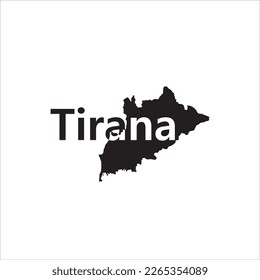 Tirana map and black lettering design on white background