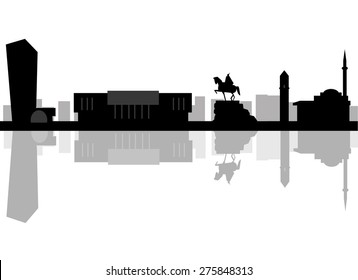 tirana skyline. Detailed vector silhouette