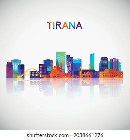 Tirana skyline silhouette in colorful geometric style. Symbol for your design. Vector illustration.