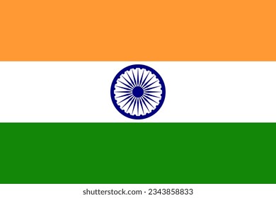 Tiranga, tricolor, national India flag in official colors and proportion correctly. EPS 10 vector illustration.