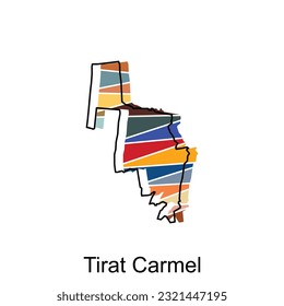 Tirat Carmel on a geographical map icon design, Map is highlighted on the Israel country, illustration design template