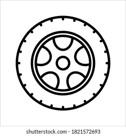 Tire black vector icon illustration on white backgrond