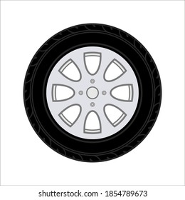 Tire black vector icon illustration on white backgrond color editable