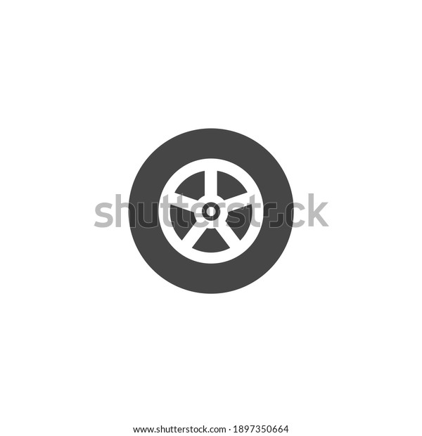 Tire Car Icon\
Black and White Vector\
Graphic