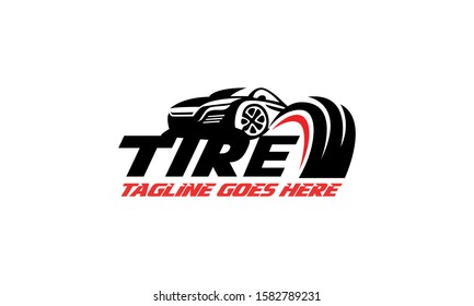 Tire And Car Vector Royalty Logo Design  