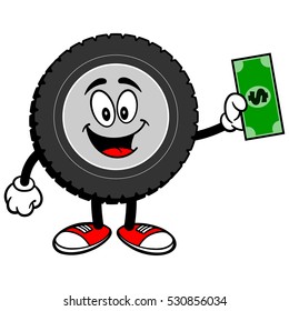Tire Cartoon with Dollar