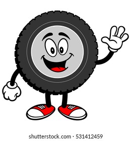 Tire Cartoon Waving