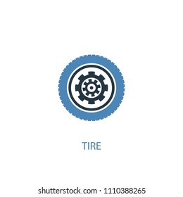 tire concept 2 colored icon. Simple blue element illustration. tire concept symbol design from Car service set. Can be used for web and mobile UI/UX
